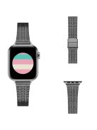 For Apple Watch Series 10 42mm / 9 8 7 41mm / 6 5 4 SE SE (2022) SE (2023) 40mm / 3 2 1 38mm Stainless Steel Fashionable Smart Watch Band Wrist Strap with Dual-Layer Buckle - Black