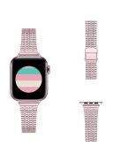 For Apple Watch Series 10 42mm / 9 8 7 41mm / 6 5 4 SE SE (2022) SE (2023) 40mm / 3 2 1 38mm Stainless Steel Fashionable Smart Watch Band Wrist Strap with Dual-Layer Buckle - Rose Pink