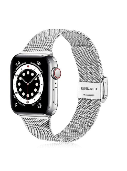 For Apple Watch Series 10 42mm / 9 8 7 41mm / 6 5 4 SE SE (2022) SE (2023) 40mm / 3 2 1 38mm Stainless Steel Milanese Smart Watch Band Replacement Strap - Silver