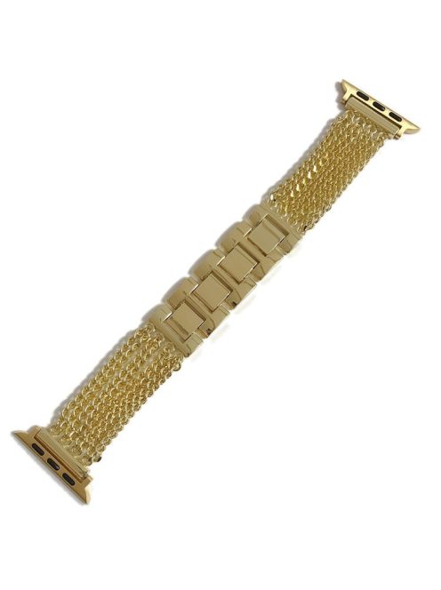 For Apple Watch Series 10 42mm / 9 8 7 41mm / 6 5 4 SE SE (2022) SE (2023) 40mm / 3 2 1 38mm Stainless Steel Multiple Chains Smart Watch Band Hollow-Out Wrist Strap - Gold