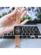 For Apple Watch Series 10 42mm / 9 8 7 41mm / 6 5 4 SE SE (2022) SE (2023) 40mm / 3 2 1 38mm Stainless Steel Multiple Chains Smart Watch Band Hollow-Out Wrist Strap - Rose Gold