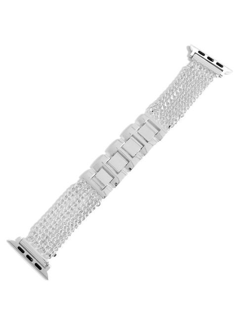 For Apple Watch Series 10 42mm / 9 8 7 41mm / 6 5 4 SE SE (2022) SE (2023) 40mm / 3 2 1 38mm Stainless Steel Multiple Chains Smart Watch Band Hollow-Out Wrist Strap - Silver