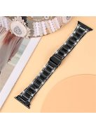 For Apple Watch Series 10 42mm / 9 8 7 41mm / 6 5 4 SE SE (2022) SE (2023) 40mm / 3 2 1 38mm Stainless Steel Resin Watch Band Rhinestone Decor Wrist Strap - Black