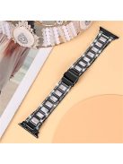 For Apple Watch Series 10 42mm / 9 8 7 41mm / 6 5 4 SE SE (2022) SE (2023) 40mm / 3 2 1 38mm Stainless Steel Resin Watch Band Rhinestone Decor Wrist Strap - Black / Pink Mix