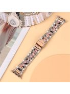 For Apple Watch Series 10 42mm / 9 8 7 41mm / 6 5 4 SE SE (2022) SE (2023) 40mm / 3 2 1 38mm Stainless Steel Resin Watch Band Rhinestone Decor Wrist Strap - Rose Gold / Black Pink Mix