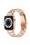 For Apple Watch Series 10 42mm / 9 8 7 41mm / 6 5 4 SE SE (2022) SE (2023) 40mm / 3 2 1 38mm Stainless Steel Resin Watch Band Rhinestone Decor Wrist Strap - Rose Gold / Nougat Pattern