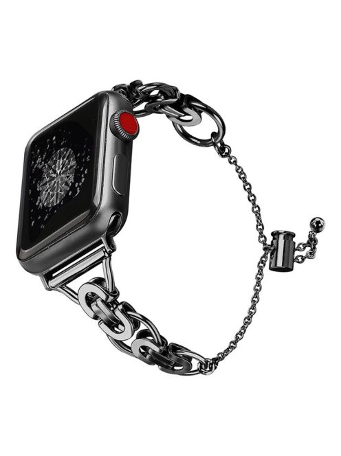 For Apple Watch Series 10 42mm / 9 8 7 41mm / 6 5 4 SE SE (2022) SE (2023) 40mm / 3 2 1 38mm Stainless Steel Stylish Hollow Out Smart Watch Band Bracelet - Black