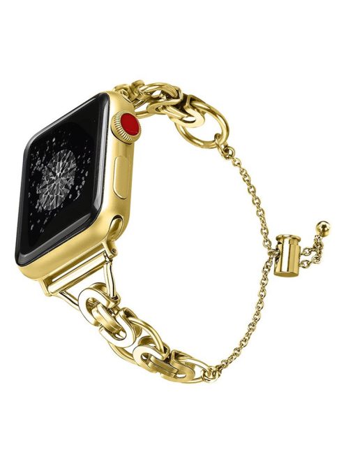 For Apple Watch Series 10 42mm / 9 8 7 41mm / 6 5 4 SE SE (2022) SE (2023) 40mm / 3 2 1 38mm Stainless Steel Stylish Hollow Out Smart Watch Band Bracelet - Gold