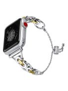 For Apple Watch Series 10 42mm / 9 8 7 41mm / 6 5 4 SE SE (2022) SE (2023) 40mm / 3 2 1 38mm Stainless Steel Stylish Hollow Out Smart Watch Band Bracelet - Silver and Gold