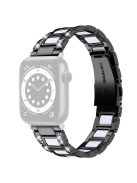 For Apple Watch Series 10 42mm / 9 8 7 41mm / 6 5 4 SE SE (2022) SE (2023) 40mm / 3 2 1 38mm Stainless Steel Watch Band Bling Rhinestone Resin Bracelet Strap Replacement - Black / White