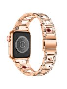 For Apple Watch Series 10 42mm / 9 8 7 41mm / 6 5 4 SE SE (2022) SE (2023) 40mm / 3 2 1 38mm Stainless Steel Watch Band Bling Rhinestone Resin Bracelet Strap Replacement - Rose Gold / Nougat Pattern