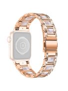 For Apple Watch Series 10 42mm / 9 8 7 41mm / 6 5 4 SE SE (2022) SE (2023) 40mm / 3 2 1 38mm Stainless Steel Watch Band Bling Rhinestone Resin Bracelet Strap Replacement - Rose Gold / Pink Mix