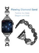 For Apple Watch Series 10 42mm / 9 8 7 41mm / 6 5 4 SE SE (2022) SE (2023) 40mm / 3 2 1 38mm Stainless Steel Watch Band Rhinestones Quicksand Wrist Strap - Black