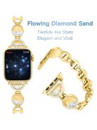 For Apple Watch Series 10 42mm / 9 8 7 41mm / 6 5 4 SE SE (2022) SE (2023) 40mm / 3 2 1 38mm Stainless Steel Watch Band Rhinestones Quicksand Wrist Strap - Gold