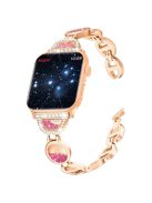 For Apple Watch Series 10 42mm / 9 8 7 41mm / 6 5 4 SE SE (2022) SE (2023) 40mm / 3 2 1 38mm Stainless Steel Watch Band Rhinestones Quicksand Wrist Strap - Rose Gold