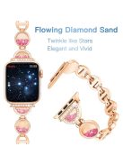 For Apple Watch Series 10 42mm / 9 8 7 41mm / 6 5 4 SE SE (2022) SE (2023) 40mm / 3 2 1 38mm Stainless Steel Watch Band Rhinestones Quicksand Wrist Strap - Rose Gold