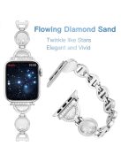 For Apple Watch Series 10 42mm / 9 8 7 41mm / 6 5 4 SE SE (2022) SE (2023) 40mm / 3 2 1 38mm Stainless Steel Watch Band Rhinestones Quicksand Wrist Strap - Silver