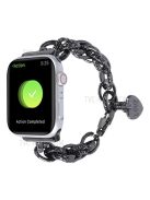 For Apple Watch Series 10 42mm / 9 8 7 41mm / 6 5 4 SE SE (2022) SE (2023) 40mm / 3 2 1 38mm Stainless Steel Watch Strap Replacement Bracelet with Pendant - Black