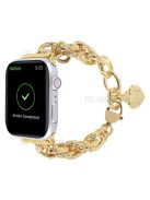 For Apple Watch Series 10 42mm / 9 8 7 41mm / 6 5 4 SE SE (2022) SE (2023) 40mm / 3 2 1 38mm Stainless Steel Watch Strap Replacement Bracelet with Pendant - Gold