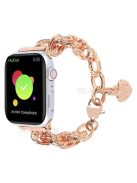 For Apple Watch Series 10 42mm / 9 8 7 41mm / 6 5 4 SE SE (2022) SE (2023) 40mm / 3 2 1 38mm Stainless Steel Watch Strap Replacement Bracelet with Pendant - Rose Gold