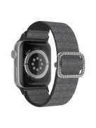 For Apple Watch Series 10 42mm / 9 8 7 41mm / 6 5 4 SE SE (2022) SE (2023) 40mm / 3 2 1 38mm Stitching Watch Strap Glitter Nylon Wrist Band with Rhinestone Decor Buckle - Black