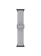 For Apple Watch Series 10 42mm / 9 8 7 41mm / 6 5 4 SE SE (2022) SE (2023) 40mm / 3 2 1 38mm Stitching Watch Strap Glitter Nylon Wrist Band with Rhinestone Decor Buckle - Black / White