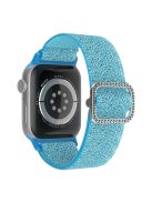 For Apple Watch Series 10 42mm / 9 8 7 41mm / 6 5 4 SE SE (2022) SE (2023) 40mm / 3 2 1 38mm Stitching Watch Strap Glitter Nylon Wrist Band with Rhinestone Decor Buckle - Blue