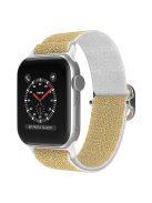 For Apple Watch Series 10 42mm / 9 8 7 41mm / 6 5 4 SE SE (2022) SE (2023) 40mm / 3 2 1 38mm Stitching Watch Strap Glitter Nylon Wrist Band with Rhinestone Decor Buckle - Gold / White