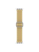 For Apple Watch Series 10 42mm / 9 8 7 41mm / 6 5 4 SE SE (2022) SE (2023) 40mm / 3 2 1 38mm Stitching Watch Strap Glitter Nylon Wrist Band with Rhinestone Decor Buckle - Gold / White