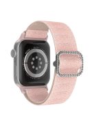 For Apple Watch Series 10 42mm / 9 8 7 41mm / 6 5 4 SE SE (2022) SE (2023) 40mm / 3 2 1 38mm Stitching Watch Strap Glitter Nylon Wrist Band with Rhinestone Decor Buckle - Pink