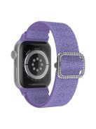 For Apple Watch Series 10 42mm / 9 8 7 41mm / 6 5 4 SE SE (2022) SE (2023) 40mm / 3 2 1 38mm Stitching Watch Strap Glitter Nylon Wrist Band with Rhinestone Decor Buckle - Purple