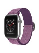 For Apple Watch Series 10 42mm / 9 8 7 41mm / 6 5 4 SE SE (2022) SE (2023) 40mm / 3 2 1 38mm Stitching Watch Strap Glitter Nylon Wrist Band with Rhinestone Decor Buckle - Purplish Red