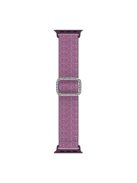 For Apple Watch Series 10 42mm / 9 8 7 41mm / 6 5 4 SE SE (2022) SE (2023) 40mm / 3 2 1 38mm Stitching Watch Strap Glitter Nylon Wrist Band with Rhinestone Decor Buckle - Purplish Red