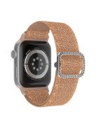 For Apple Watch Series 10 42mm / 9 8 7 41mm / 6 5 4 SE SE (2022) SE (2023) 40mm / 3 2 1 38mm Stitching Watch Strap Glitter Nylon Wrist Band with Rhinestone Decor Buckle - Rose Gold