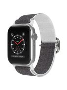 For Apple Watch Series 10 42mm / 9 8 7 41mm / 6 5 4 SE SE (2022) SE (2023) 40mm / 3 2 1 38mm Stitching Watch Strap Glitter Nylon Wrist Band with Rhinestone Decor Buckle - Silver / Black