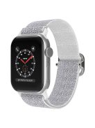 For Apple Watch Series 10 42mm / 9 8 7 41mm / 6 5 4 SE SE (2022) SE (2023) 40mm / 3 2 1 38mm Stitching Watch Strap Glitter Nylon Wrist Band with Rhinestone Decor Buckle - Silver / White