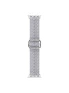 For Apple Watch Series 10 42mm / 9 8 7 41mm / 6 5 4 SE SE (2022) SE (2023) 40mm / 3 2 1 38mm Stitching Watch Strap Glitter Nylon Wrist Band with Rhinestone Decor Buckle - Silver / White