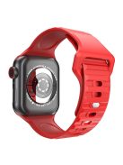 For Apple Watch Series 10 42mm / 9 8 7 41mm / 6 5 4 SE SE (2022) SE (2023) 40mm / 3 2 1 38mm Stripe Design Silicone Smartwatch Band Replacement Wrist Strap - Red