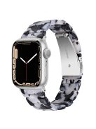 For Apple Watch Series 10 42mm / 9 8 7 41mm / 6 5 4 SE SE (2022) SE (2023) 40mm / 3 2 1 38mm Stylish 3 Beads Resin Strap Replacement Smart Watch Band - Black / White