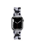 For Apple Watch Series 10 42mm / 9 8 7 41mm / 6 5 4 SE SE (2022) SE (2023) 40mm / 3 2 1 38mm Stylish 3 Beads Resin Strap Replacement Smart Watch Band - Black / White