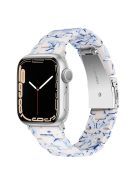 For Apple Watch Series 10 42mm / 9 8 7 41mm / 6 5 4 SE SE (2022) SE (2023) 40mm / 3 2 1 38mm Stylish 3 Beads Resin Strap Replacement Smart Watch Band - Blue / White