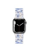 For Apple Watch Series 10 42mm / 9 8 7 41mm / 6 5 4 SE SE (2022) SE (2023) 40mm / 3 2 1 38mm Stylish 3 Beads Resin Strap Replacement Smart Watch Band - Blue / White