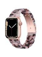 For Apple Watch Series 10 42mm / 9 8 7 41mm / 6 5 4 SE SE (2022) SE (2023) 40mm / 3 2 1 38mm Stylish 3 Beads Resin Strap Replacement Smart Watch Band - Brown / Light Pink