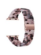 For Apple Watch Series 10 42mm / 9 8 7 41mm / 6 5 4 SE SE (2022) SE (2023) 40mm / 3 2 1 38mm Stylish 3 Beads Resin Strap Replacement Smart Watch Band - Brown / Light Pink