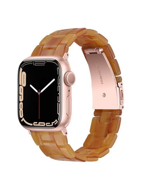 For Apple Watch Series 10 42mm / 9 8 7 41mm / 6 5 4 SE SE (2022) SE (2023) 40mm / 3 2 1 38mm Stylish 3 Beads Resin Strap Replacement Smart Watch Band - Caramel Color