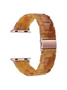 For Apple Watch Series 10 42mm / 9 8 7 41mm / 6 5 4 SE SE (2022) SE (2023) 40mm / 3 2 1 38mm Stylish 3 Beads Resin Strap Replacement Smart Watch Band - Caramel Color