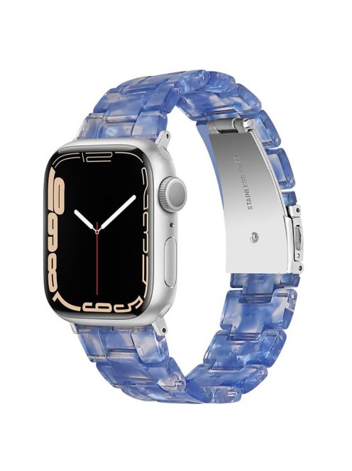 For Apple Watch Series 10 42mm / 9 8 7 41mm / 6 5 4 SE SE (2022) SE (2023) 40mm / 3 2 1 38mm Stylish 3 Beads Resin Strap Replacement Smart Watch Band - Dark Blue