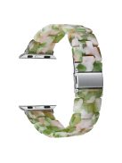 For Apple Watch Series 10 42mm / 9 8 7 41mm / 6 5 4 SE SE (2022) SE (2023) 40mm / 3 2 1 38mm Stylish 3 Beads Resin Strap Replacement Smart Watch Band - Green / White