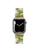 For Apple Watch Series 10 42mm / 9 8 7 41mm / 6 5 4 SE SE (2022) SE (2023) 40mm / 3 2 1 38mm Stylish 3 Beads Resin Strap Replacement Smart Watch Band - Green / White