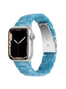 For Apple Watch Series 10 42mm / 9 8 7 41mm / 6 5 4 SE SE (2022) SE (2023) 40mm / 3 2 1 38mm Stylish 3 Beads Resin Strap Replacement Smart Watch Band - Marble Blue